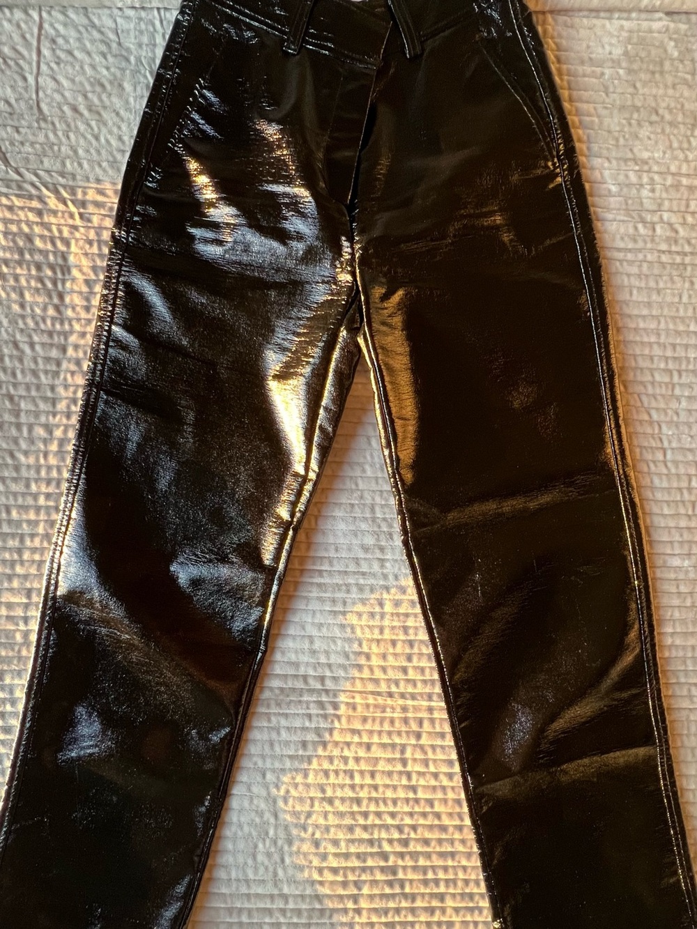 Babaton High-Shine Black Patent Ankle Pants